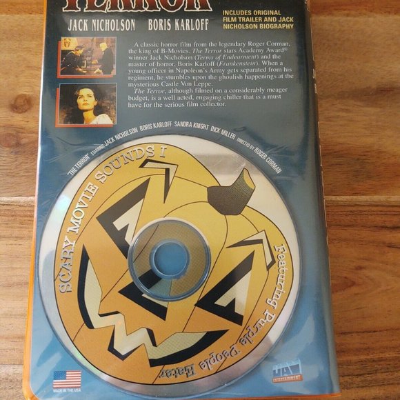 Jack Nicholson THE TERROR VHS w/ Bonus Scary Movie Sounds CD - Picture 2 of 3